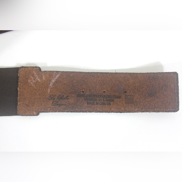 31”-33”+ Stretch Wide Dark Brown Italian Leather Belt with Silver and Leather - Picture 7 of 7